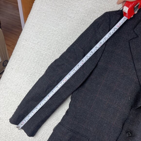 Canali Blazer Mens 52R Black / Red Plaid Check Wool Harry Rosen Italy Made - Picture 10 of 16